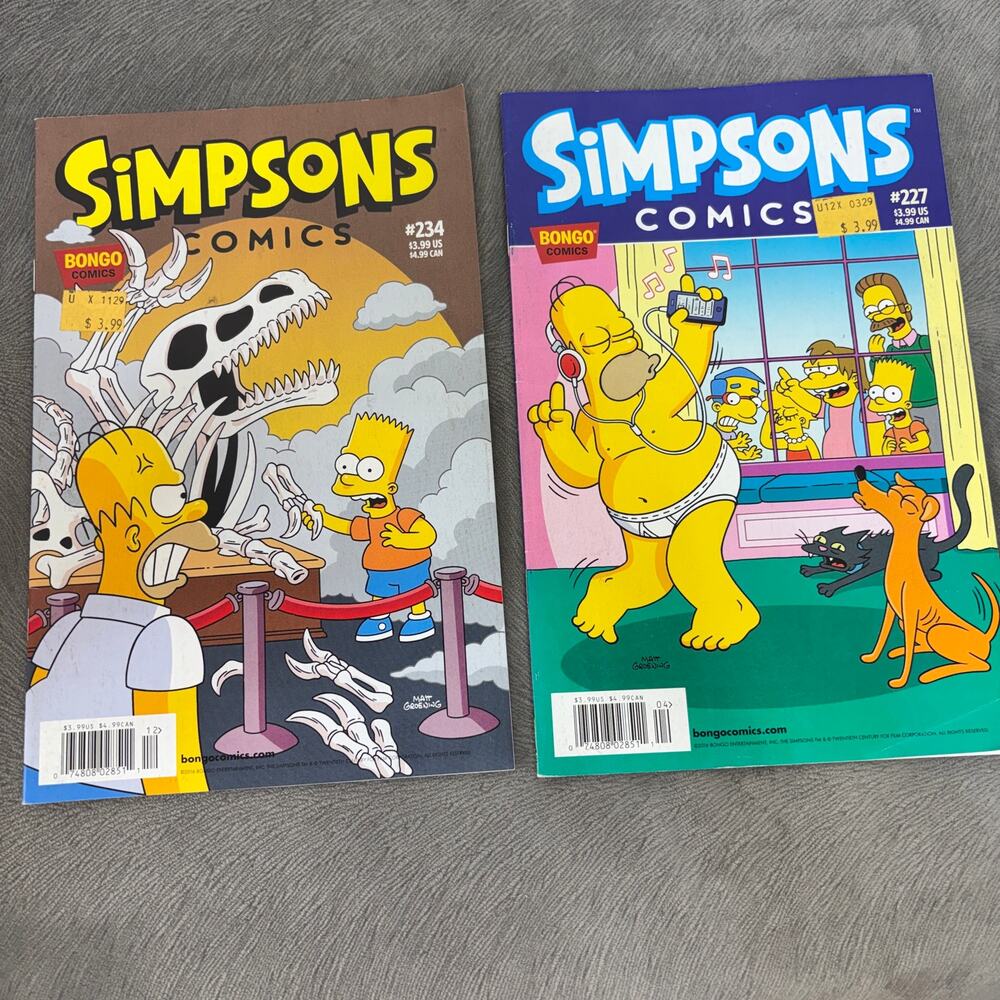 2016 Simpsons Comics Bongo Newsstand Lot of 2 No. 227 & No. 234 GUC